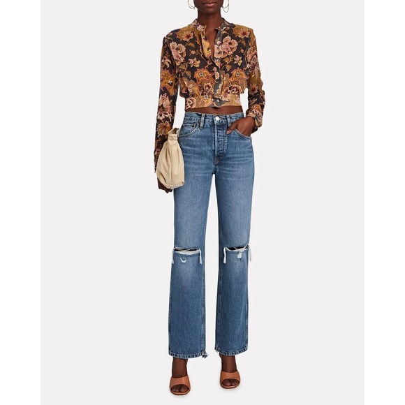 RE/DONE 90s High Rise Loose Jeans Organic Cotton Sz 29 Distressed Button Fly NWT - Picture 16 of 16
